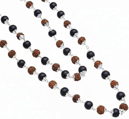 Karungali Mala – Side View Showing Mala Length & Tassel Detail

