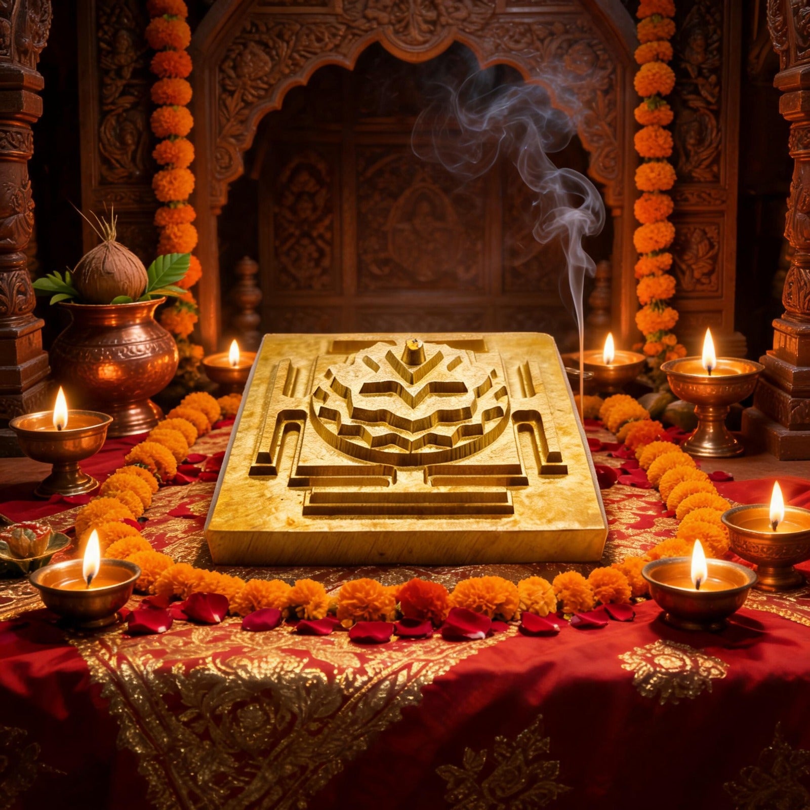 Baglamukhi Yantra Gold Plated CNC – Energised CNC Engraved Gold Plated Yantra for Victory and Protection | Ramaya Tatva
