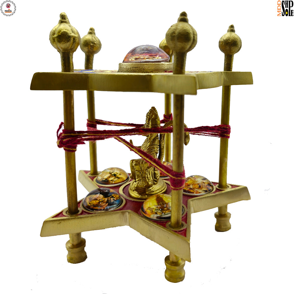 Shri Panchmukhi Hanuman Yantra – Gold Plated Chowki Side View
