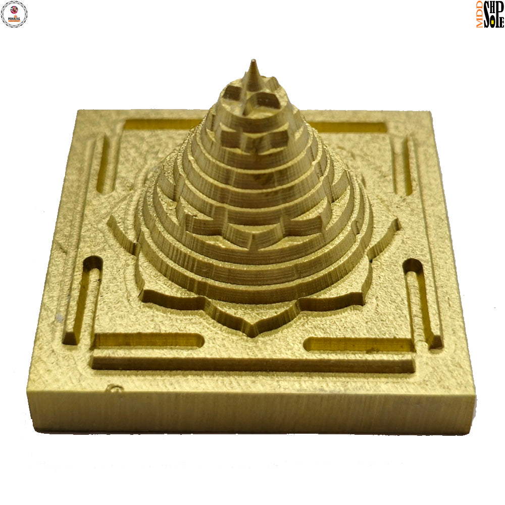 Maha Mrityunjaya Yantra Meru CNC Close-Up – Precision CNC Engraved 3D Meru Yantra Detail | Ramaya Tatva
