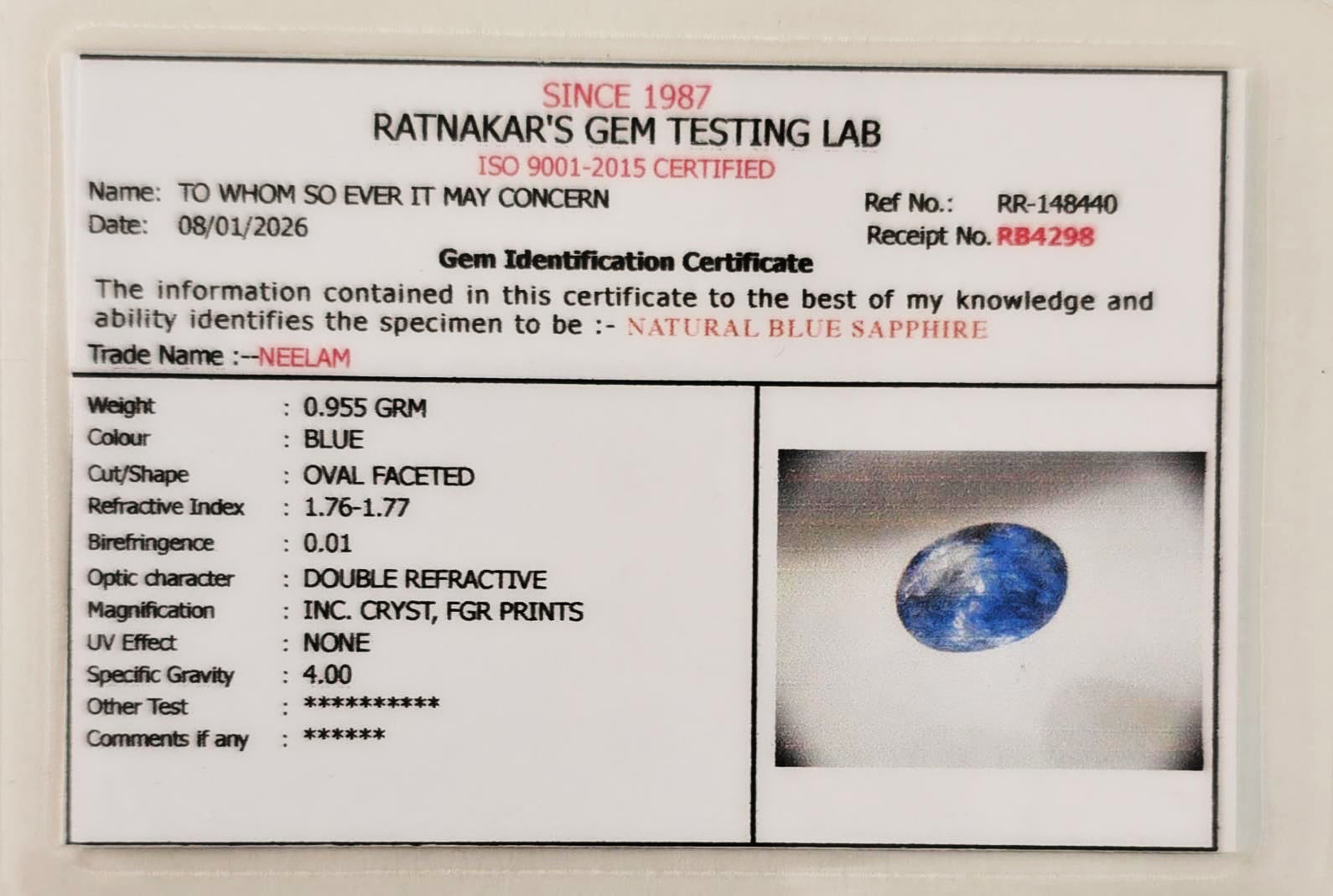 Lab certified blue sapphire gemstone with authenticity report

ISO certified natural Neelam stone lab verification

Certified Shani gemstone blue sapphire documentation