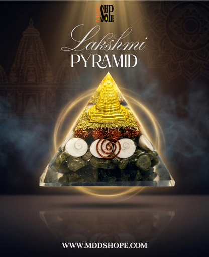 Lakshmi Orgonite Pyramid – Wealth & Vastu Protection Crystal Pyramid Front View
