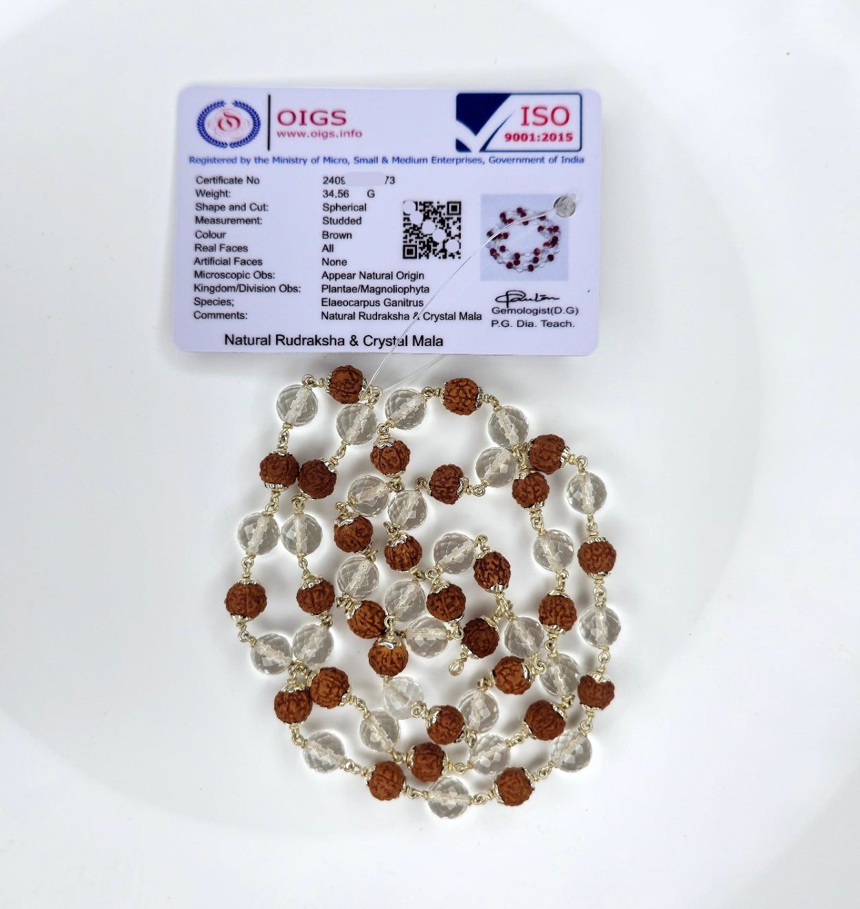 Rudraksha Sphatik Mala Full View – Ramaya Tatva