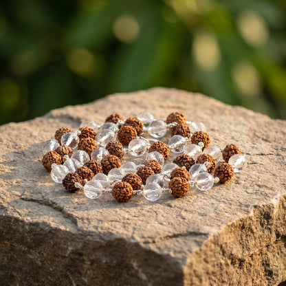 Rudraksha Sphatik Mala 54+1 Beads – Ramaya Tatva
