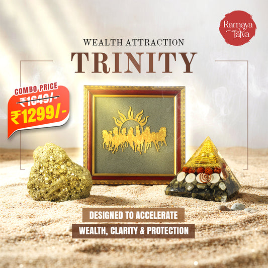 Wealth Attraction Trinity – 7 Horses, Pyramid & Pyrite Combo