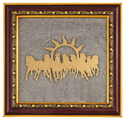7 Running Horses Vastu Painting Close-Up – Seven Horses with Rising Sun Wall Art Detail | Ramaya Tatva
