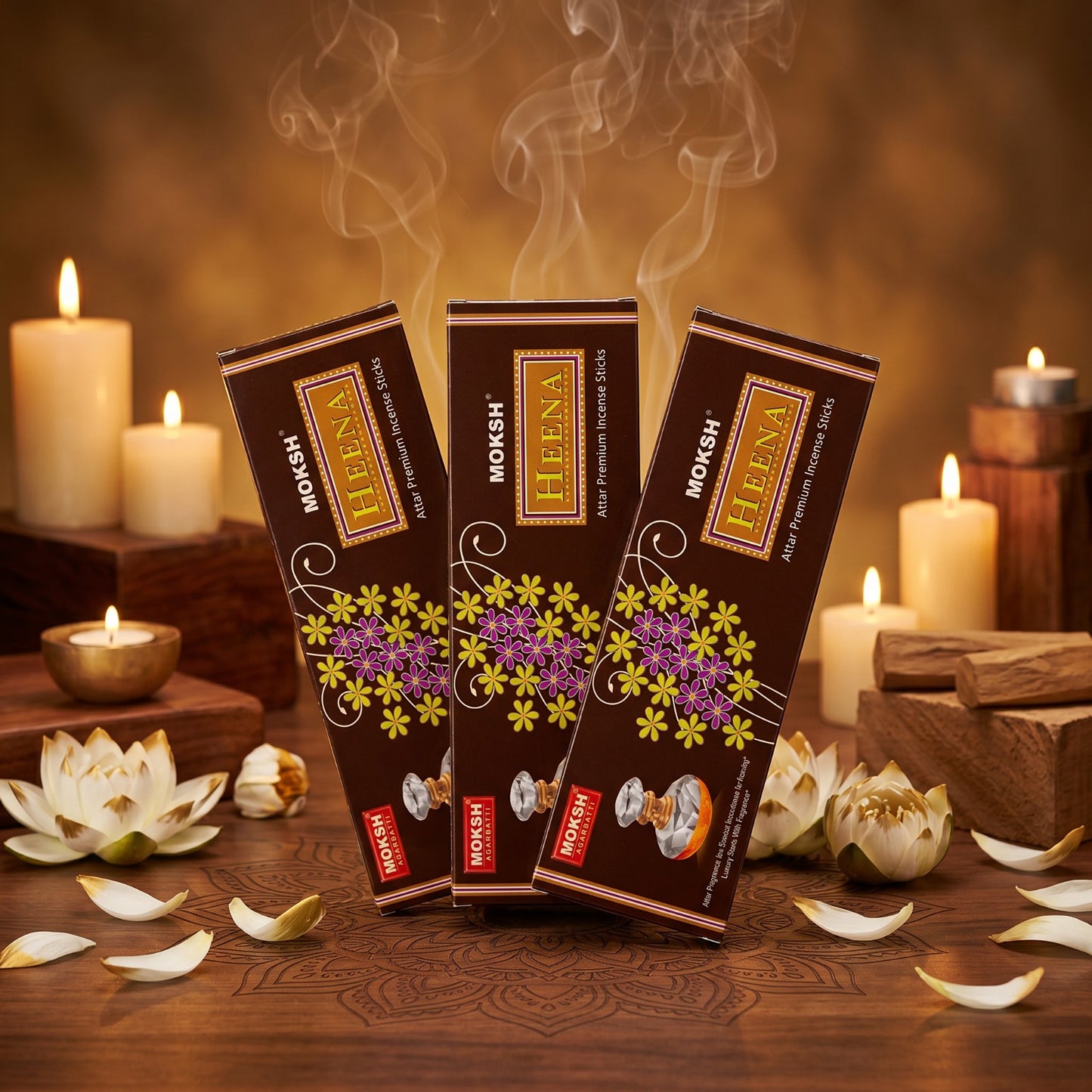 Heena Luxury Incense Sticks Combo Pack of 3 | Premium Long Lasting Agarbatti