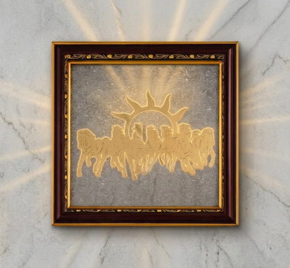 7 Running Horses Wall Frame with Rising Sun – Vastu Painting for Success and Prosperity | Ramaya Tatva
