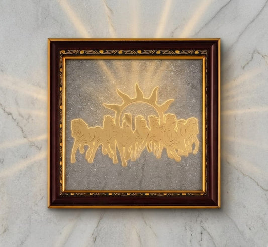 7 Running Horses Wall Frame with Rising Sun – Vastu Painting