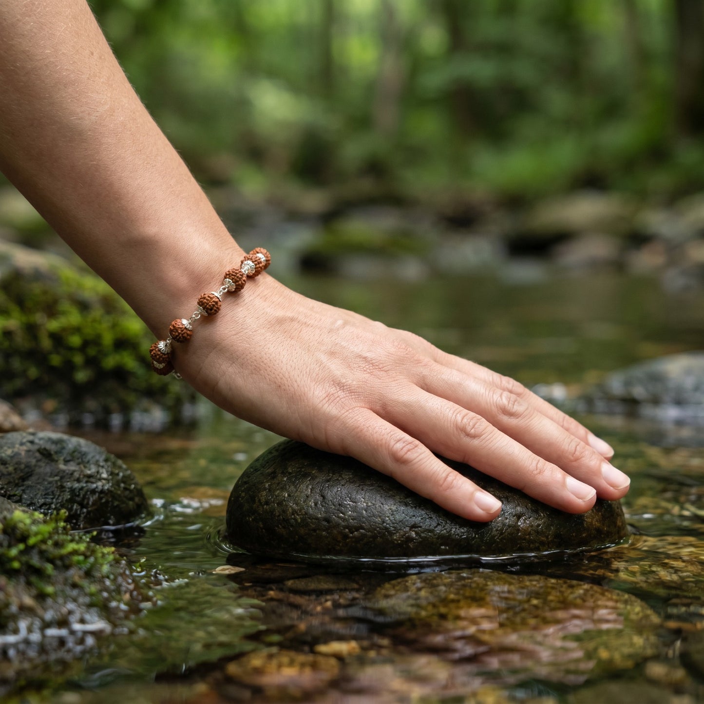 5 Mukhi Rudraksha Silver Bracelet – Ramaya Tatva