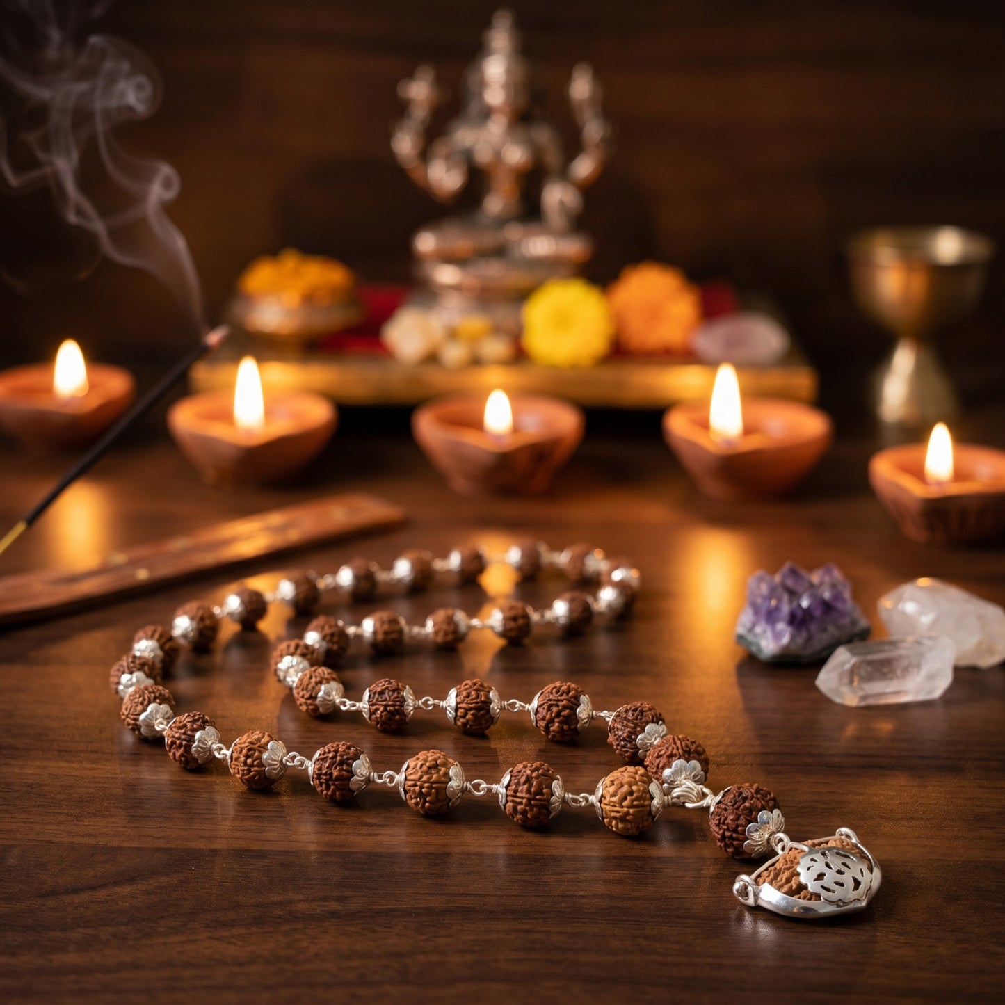 1 Mukhi to 14 Mukhi Rudraksha Siddha Mala Silver Cap – Ramaya Tatva