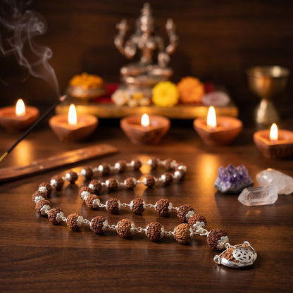 1 Mukhi to 14 Mukhi Rudraksha Siddha Mala Silver Cap – Ramaya Tatva