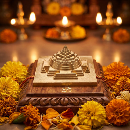 Copper 3D Maha Meru Shree Yantra – Front View Showing Sacred Geometry
