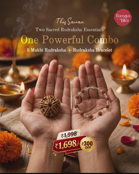 5 Mukhi Rudraksha & Crystal Rudraksha Bracelet | Sawan Special Combo