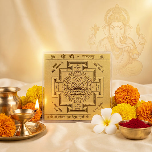 Shri Yantra 24K Gold Plated 11.5 cm – Sacred Geometry for Wealth & Lakshmi Blessing